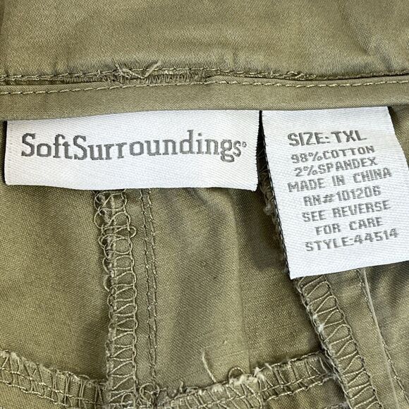 New Soft Surrounding Khaki Pants Crochet‎ Covered Button Ankle Straight Sz TXL - Picture 6 of 13